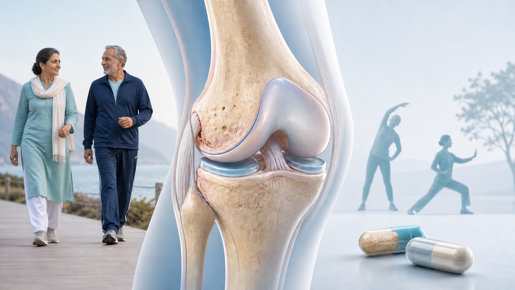 Older Pakistani adults using walking and strengthening exercise for osteoarthritis joint health.